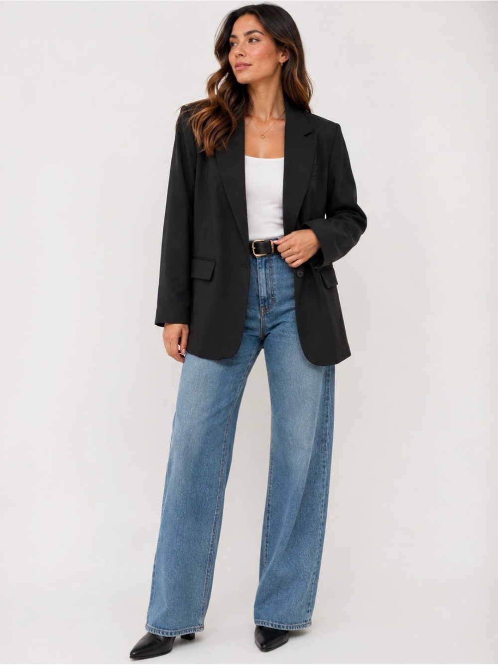 Steve Madden Black Blazer XXL Oversized Open Front Tailored Jacket